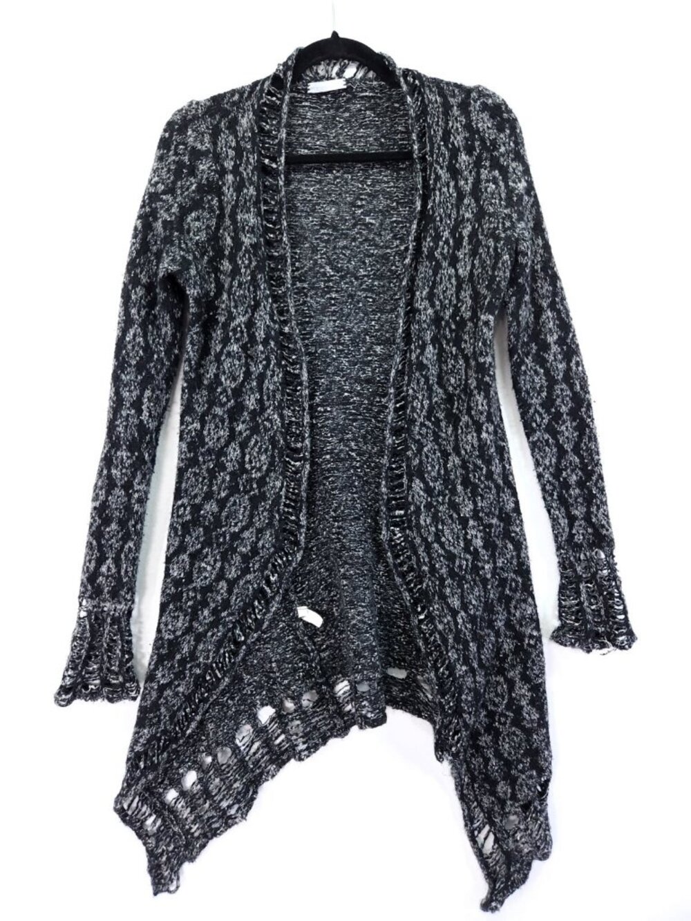 Casmari Draped Long Cashmere Cardigan Open Knit Bohemian Size 3 (Small)